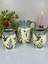 Load image into Gallery viewer, #28 Larkspur & Hummingbird Pitcher & Cup Set