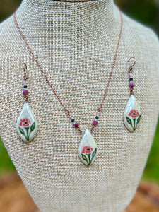 Pink Poppy Earring & Pendant Set