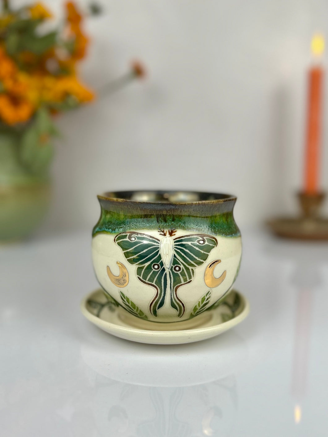 #55 Luna Moth & Vine Cappuccino Mug