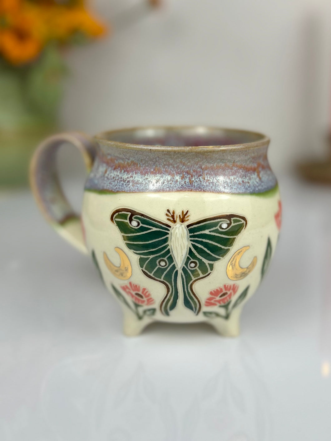 #45 Luna Moth Garden Cauldron Mug